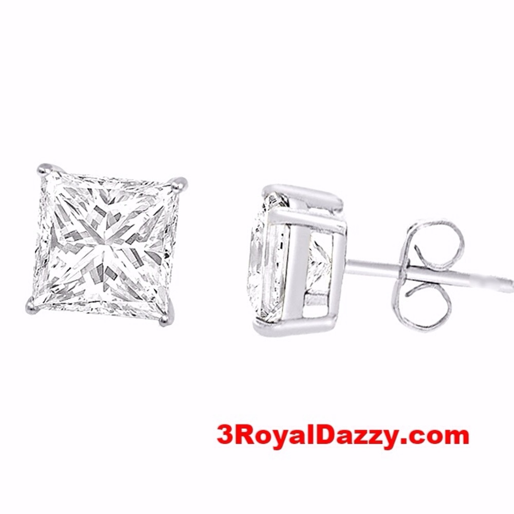 Square Cut Unisex Basket Setting Stud Earr…